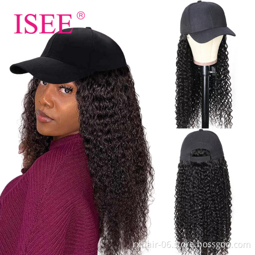 Best Selling Baseball Cap Hat Wig Wholesale Cheap Travel Wig Hats Women Cap Curly Brazilian Human Hair Wigs With Hats